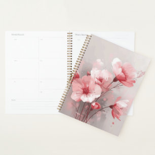Pink, White, and Gray Florals Planner