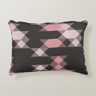 pink white and gray geometric decorative cushion