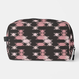 pink white and gray geometric dopp kit