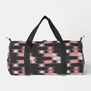 pink white and gray geometric duffle bag