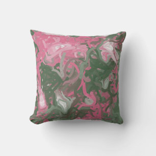 Pink, White and Green Abstrac Cushion