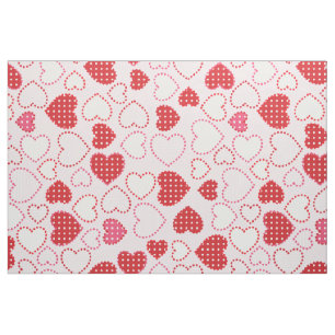Pink White And Red Assorted Hearts Pattern Fabric