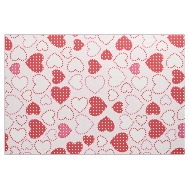Pink White And Red Assorted Hearts Pattern Fabric (Yard)