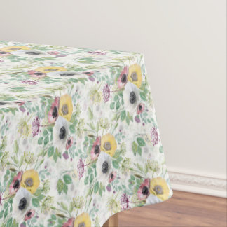 Pink, white and yellow anemones. tablecloth