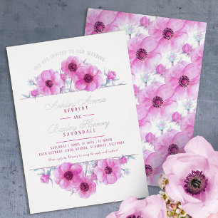 Pink white anemone floral watercolor wedding 