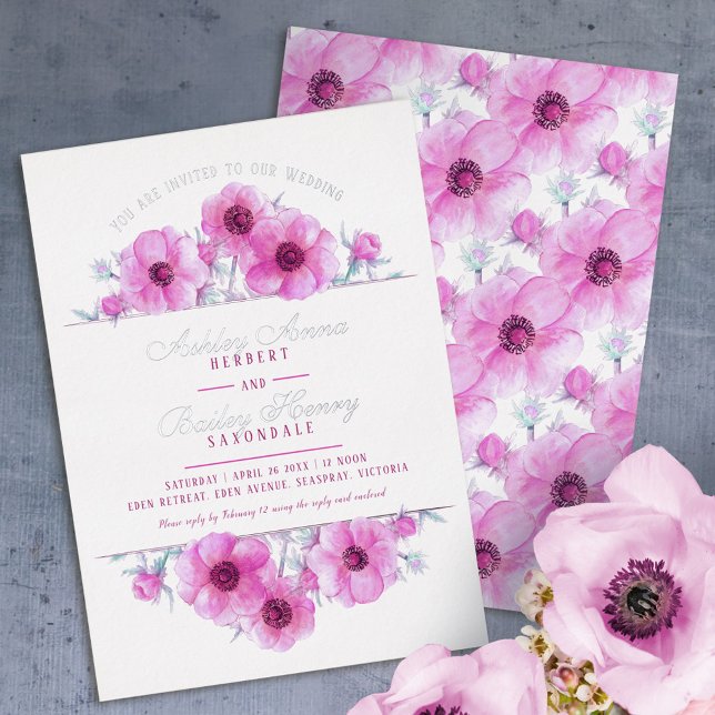 Pink white anemone floral watercolor wedding  (Creator Uploaded)