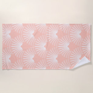 Pink & White Art-Deco Pattern Beach Towel