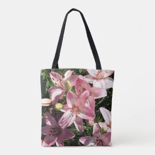 Pink White Asiatic Lilies Early Summer Tote Bag