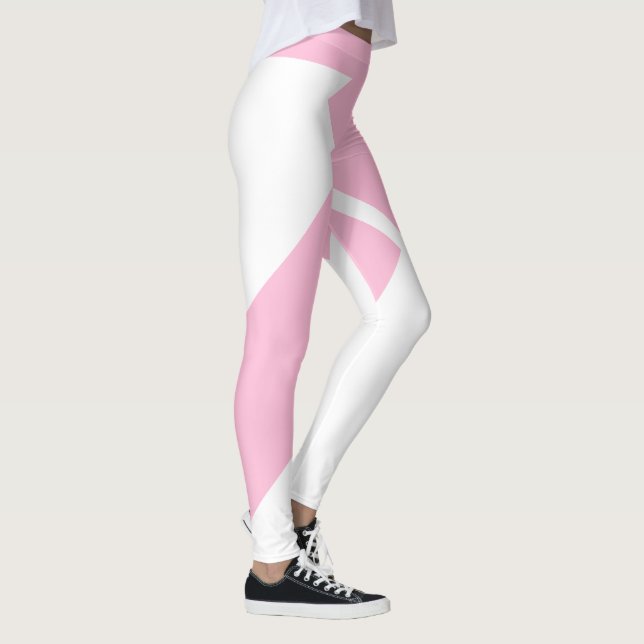 Pink + White Asymmetric Geo  Leggings (Right)