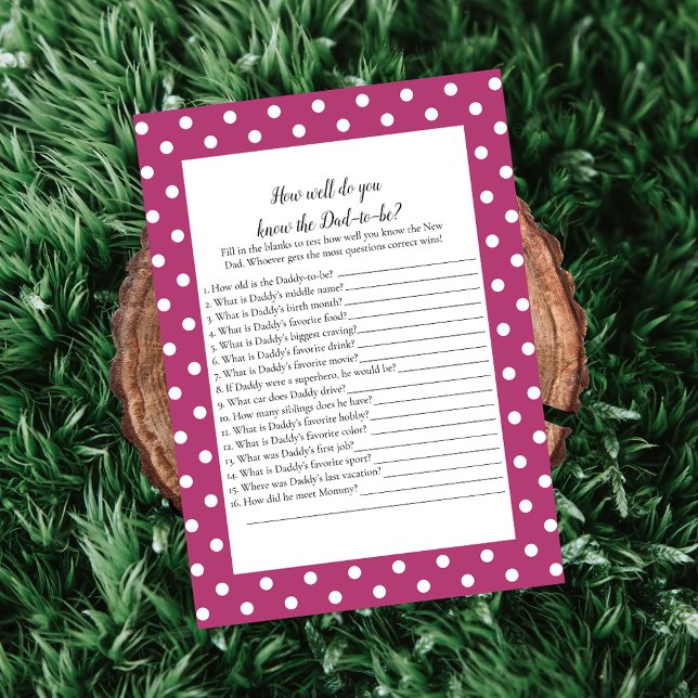 Pink White Baby Bow Who Knows Dad Best Game Invitation (Creator Uploaded)