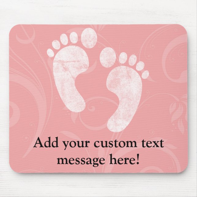Pink/White Baby Footprints Mouse Pad (Front)