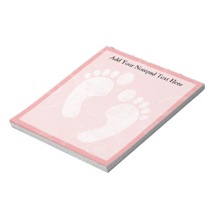 Pink/White Baby Footprints Notepad