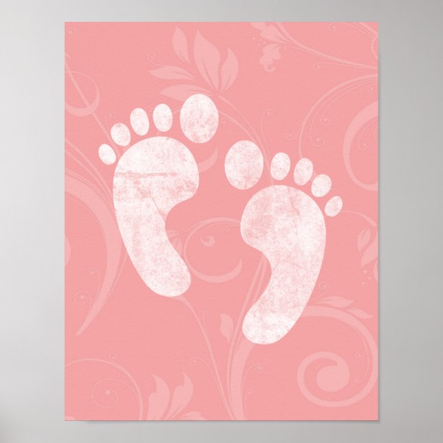 Pink/White Baby Footprints Poster (Front)