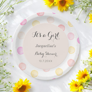 Pink White Baby Shower Chic   Paper Plate