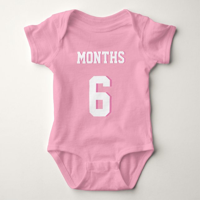 Pink & White Baby | Sports Jersey Design Baby Bodysuit (Front)