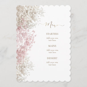 pink white baby's breath flowers menu