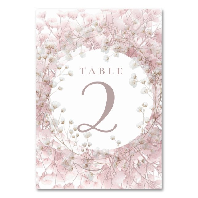 pink white baby's breath flowers table 2 number (Back)