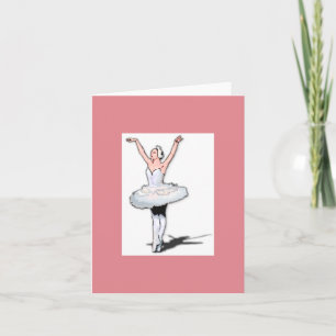 Pink & White Ballet Dancer Ballerina Girl Note Card