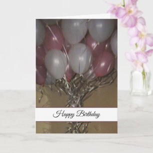 Pink White Balloons Birthday Card