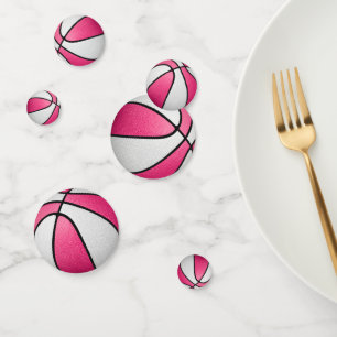 pink white basketball party confetti