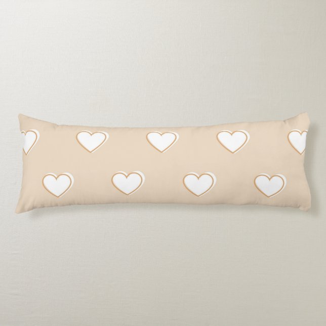 Pink White Beige Cute Simple Heart Pattern  Body Cushion (Front)