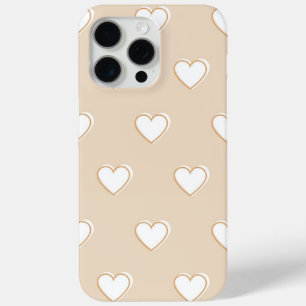 Pink White Beige Cute Simple Heart Pattern iPhone 15 Pro Max Case