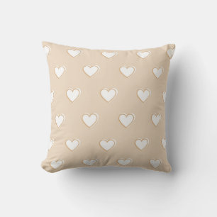 Pink White Beige Cute Simple Heart Pattern Cushion