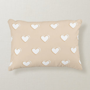 Pink White Beige Cute Simple Heart Pattern Decorative Cushion