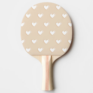 Pink White Beige Cute Simple Heart Pattern Ping Pong Paddle
