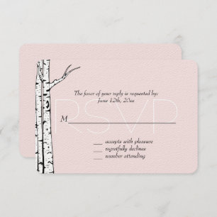 Pink White Birch Trees Wedding RSVP