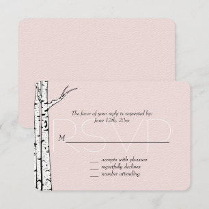 Pink White Birch Trees Wedding RSVP Card