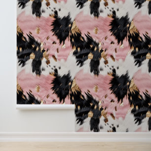 Pink White Black Gold Black Cowhide Wallpaper