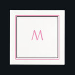 Pink White Black Monogram Initial Custom Name Cool Napkin<br><div class="desc">Designed with text template for monogrammed initial which you can customise!</div>