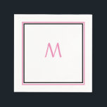 Pink White Black Monogram Initial Custom Name Cool Napkin<br><div class="desc">Designed with text template for monogrammed initial which you can customise!</div>