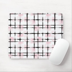 Pink White Black Stripes Mouse Pad