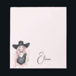 Pink White Black Stripes Notepad<br><div class="desc">Pink Hair Girl Black Hat Spider Web Top</div>