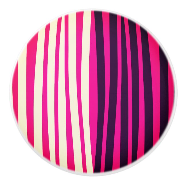 Pink white black vertical stripes  ceramic knob (Front)