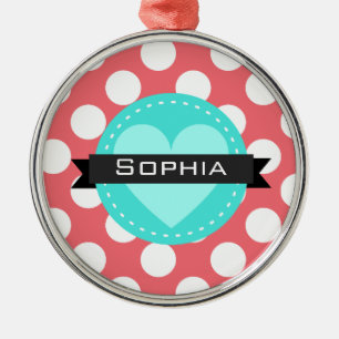 Pink White Blue Polka Dot Pattern Metal Tree Decoration