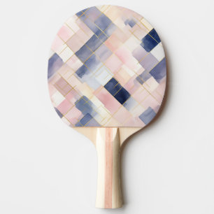 Pink White Blue Squares Ping Pong Paddle