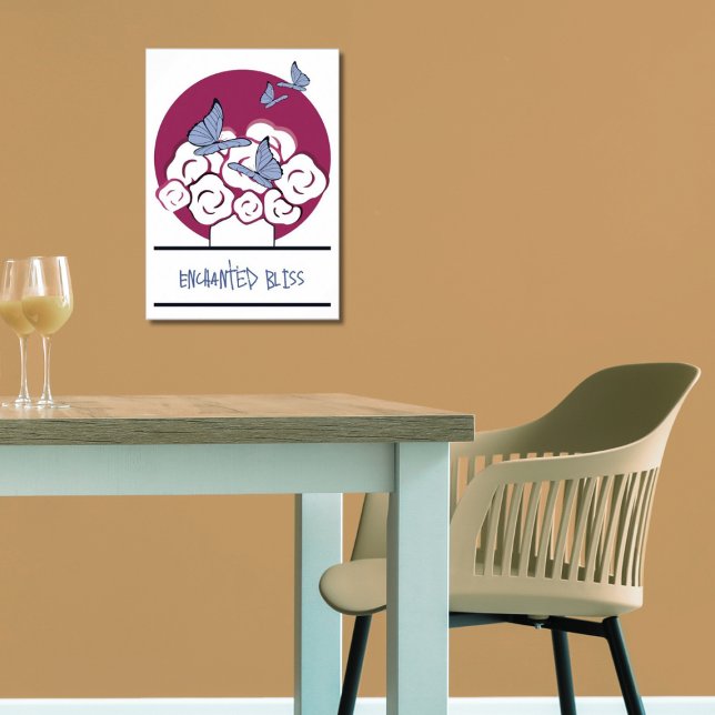 Pink & White Bouquet Butterflies Enchanted Bliss  Poster (Bouquet & Butterflies, Enchanted Bliss)