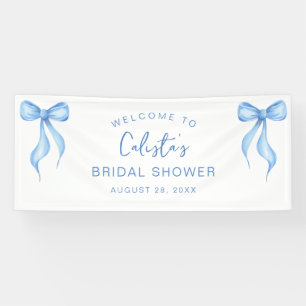 Pink White Bow Personalised Welcome Bridal Shower Banner