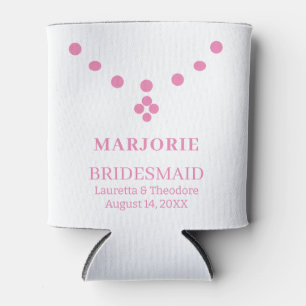 Pink & White Bridesmaid Gift Personalised Can Cooler