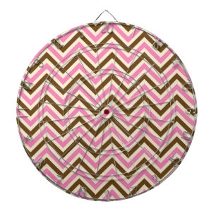 Pink White Brown Zig Zag Lines Cowgirl Country Dartboard