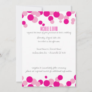 Pink & White Bubbles Confetti Wedding Invitations