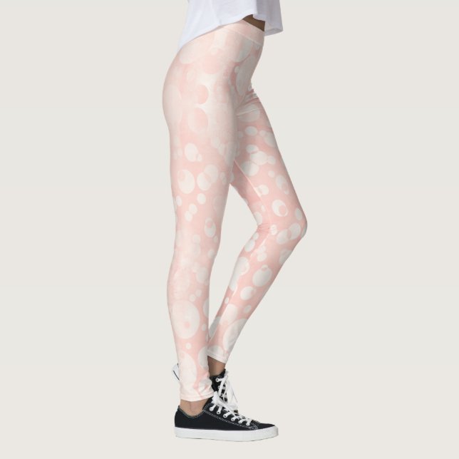 Pink white bubbles polka dots leggings (Right)