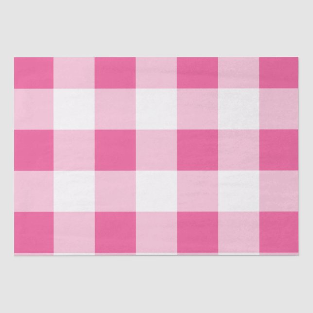 Pink White Buffalo Check Birthday Tissue Paper (Front)