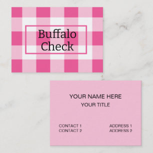 Pink White Buffalo Check Business Card