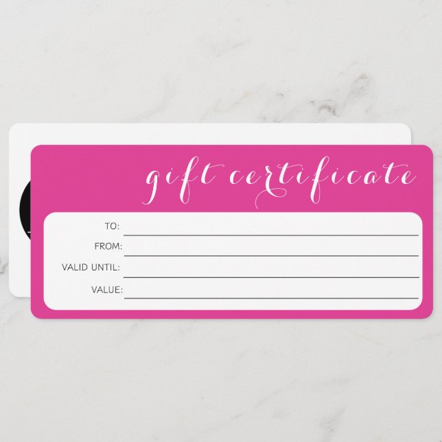PINK WHITE BUSINESS LOGO COMPANY GIFT CERTIFICATE (Front/Back)