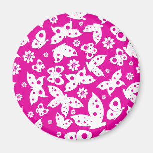 Pink & White Butterfly Magnet