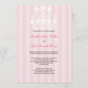 Pink & White Chandelier Stripes Invitation
